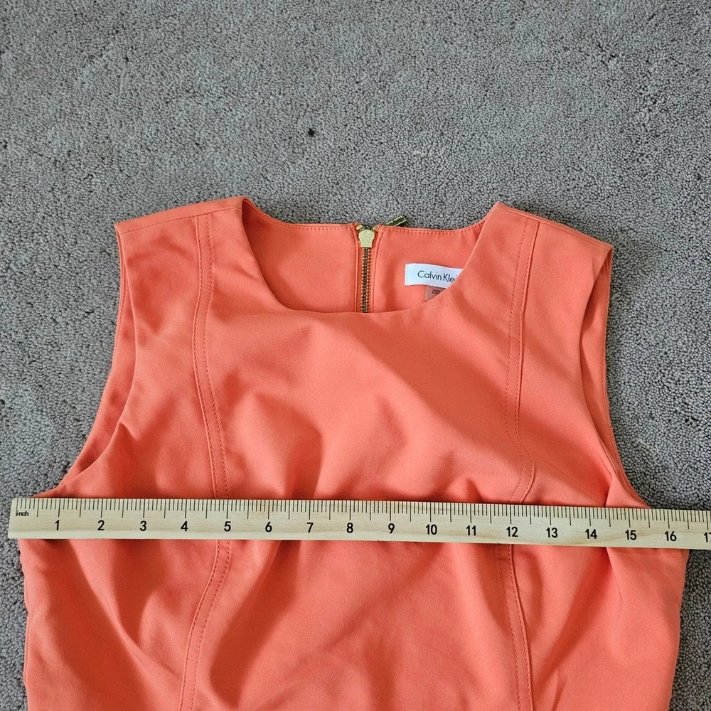 Calvin Klein Sheath Dress Womens 8 Orange Sleeveless Workwear Classic